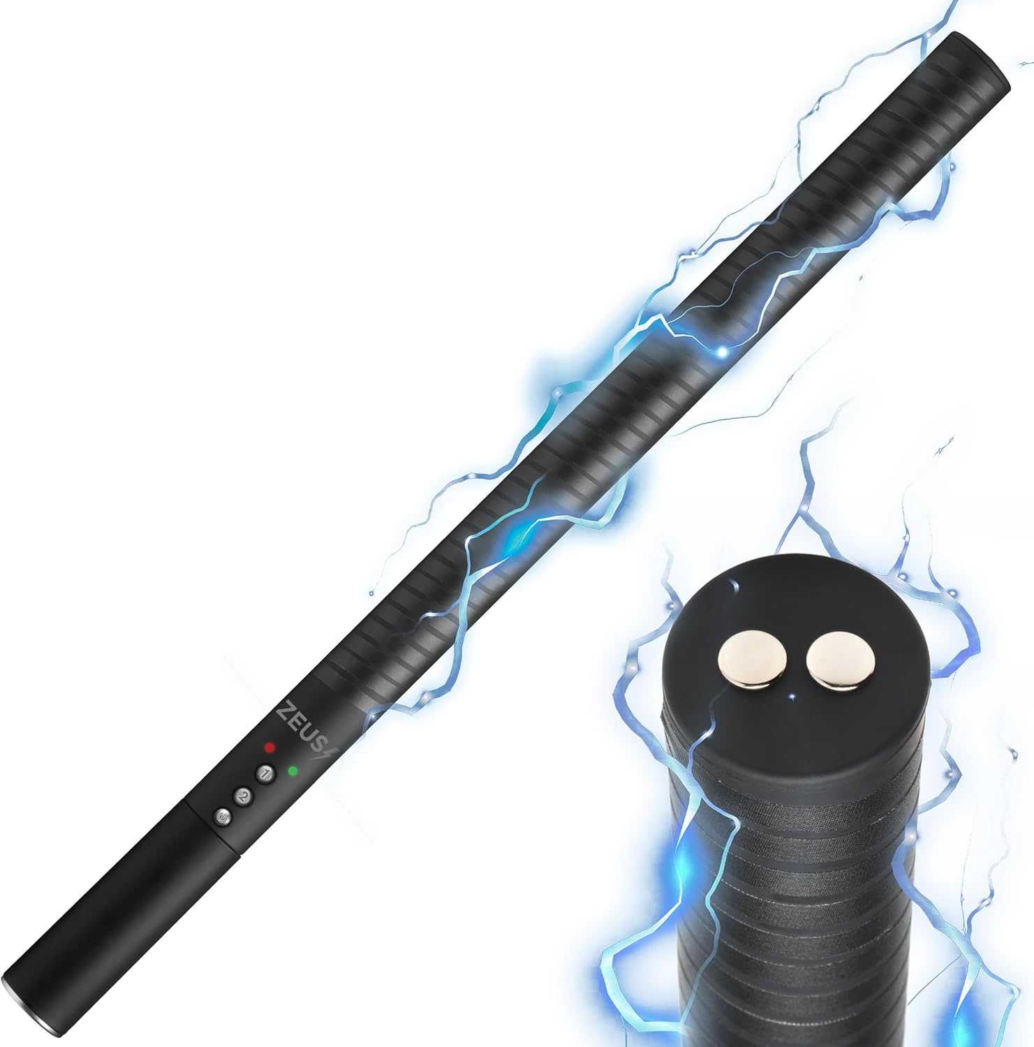 Zeus E-Stim Wand for Men, Women & Couples. 360 Degrees of Conductivity for E-Stim at Any Angle, 2 Intensity Levels, Pinpoint E-Stim. 1 Piece, Black.