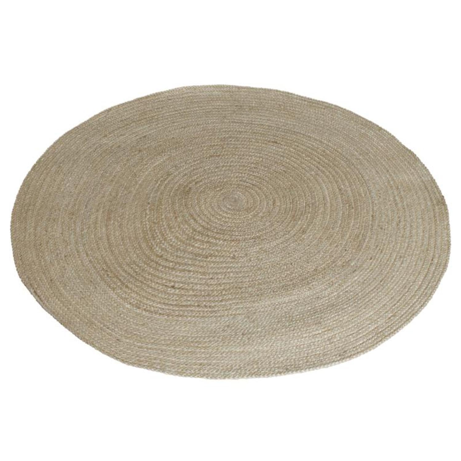 Tapis rond en jute naturel de 120 cm pour decorer un salon boheme chic