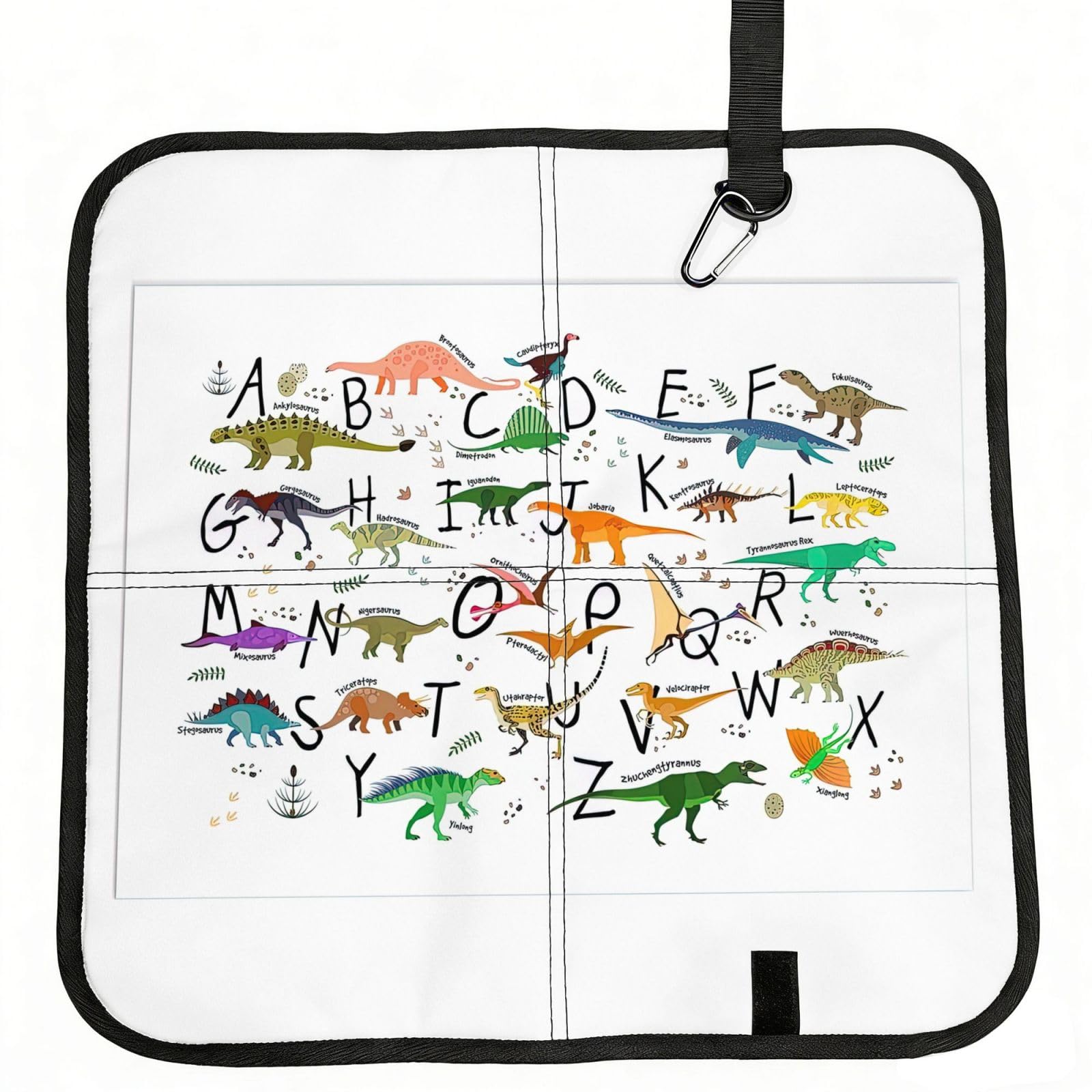 AYYQWE Stylish Learning Alphabets With Dinosaurs Print Foldable Seat Cushion Portable Chair Pad Office Commuting Picnic Camping Outdoor