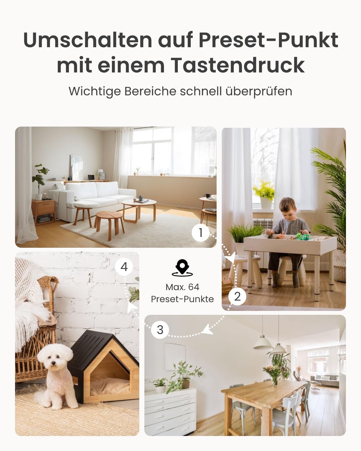 Reolink 5MP PTZ Überwachungskamera Innen, E1 Zoom (Generalüberholt) | WLAN IP Kamera Indoor mit 3X Optischem Zoom, 355°/50° Schwenkbare, 2,4/5,0 GHz WiFi