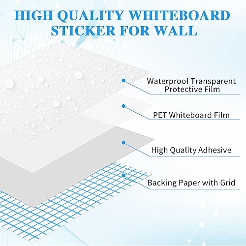 Miniatura 3 de Calcomanía de pared para pizarra blanca de borrado en seco autoadhesiva papel para pegar para escuela oficina hogar dibujo para niños con 3