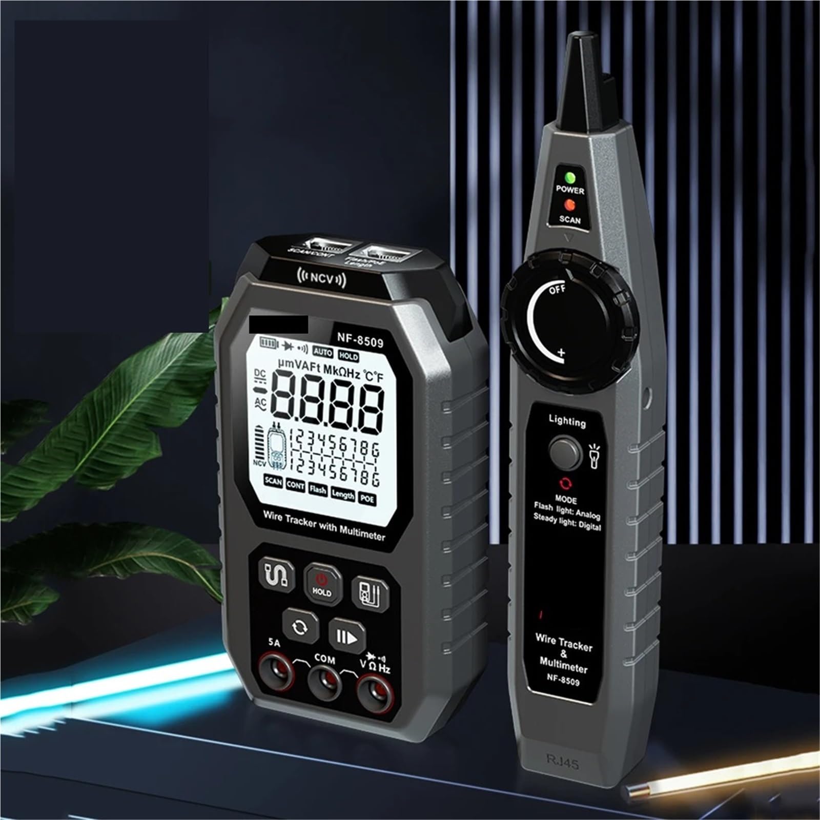 Tester kabli, Tester multimetru 2 w 1, lokalizator kabli sieciowych do testowania POE, śledzenie przewodów NCV AC DC LCD