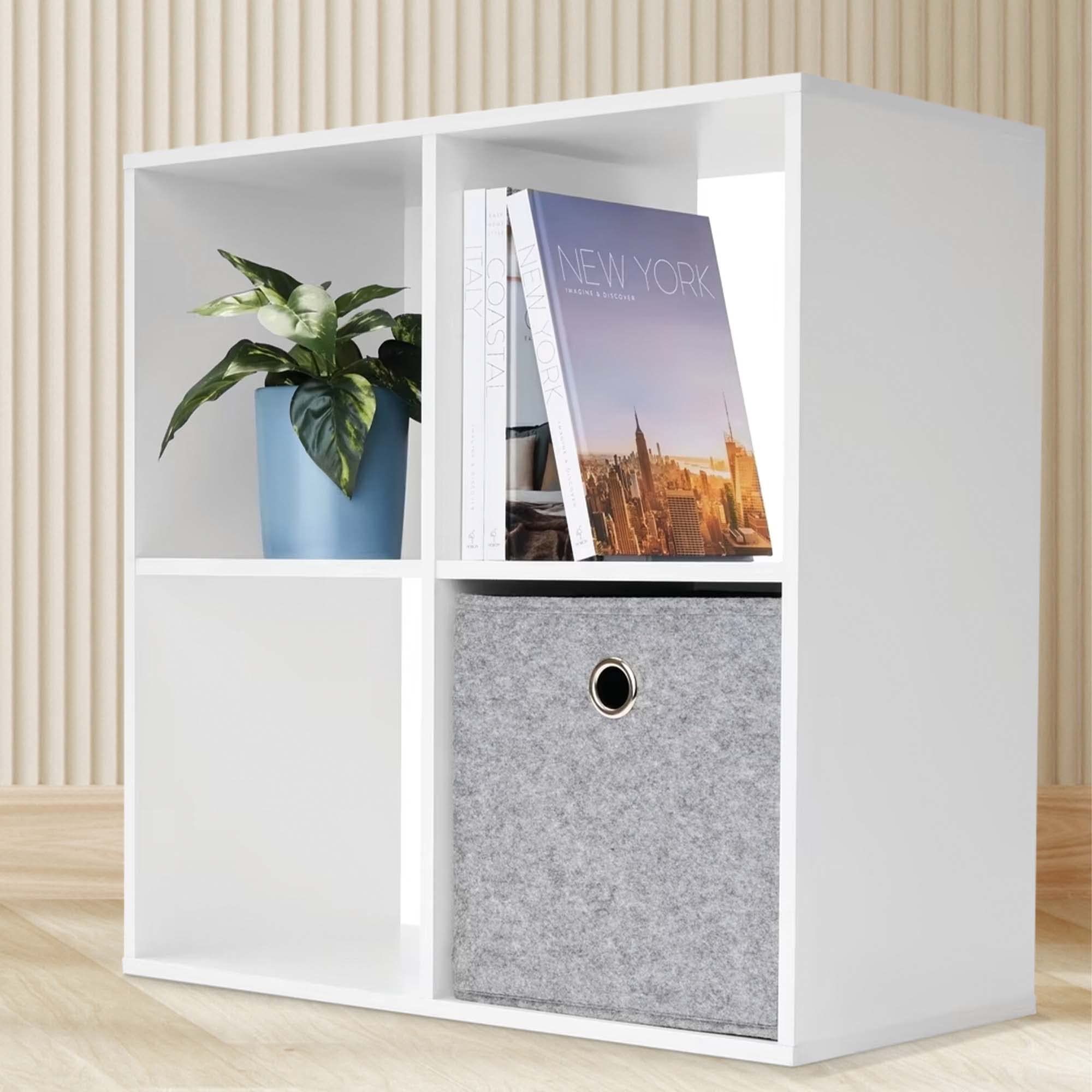 Anko 4 Cube Unit Bookshelf | White Engineered Wood | Book Racks