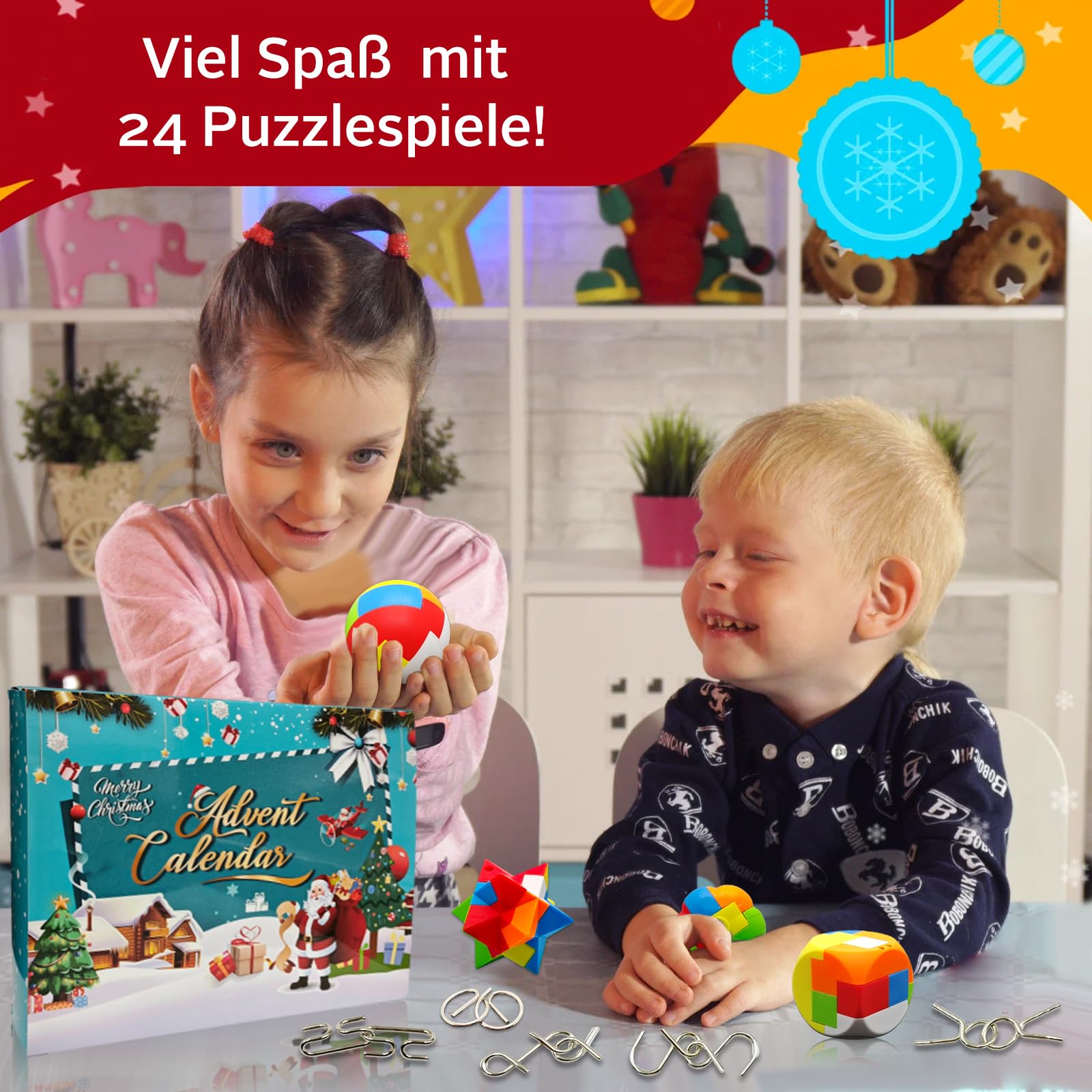 JOYIN Adventskalender 2025 met vingerpoppen, 24-dagen aftel-adventskalender voor meisjes en kinderen