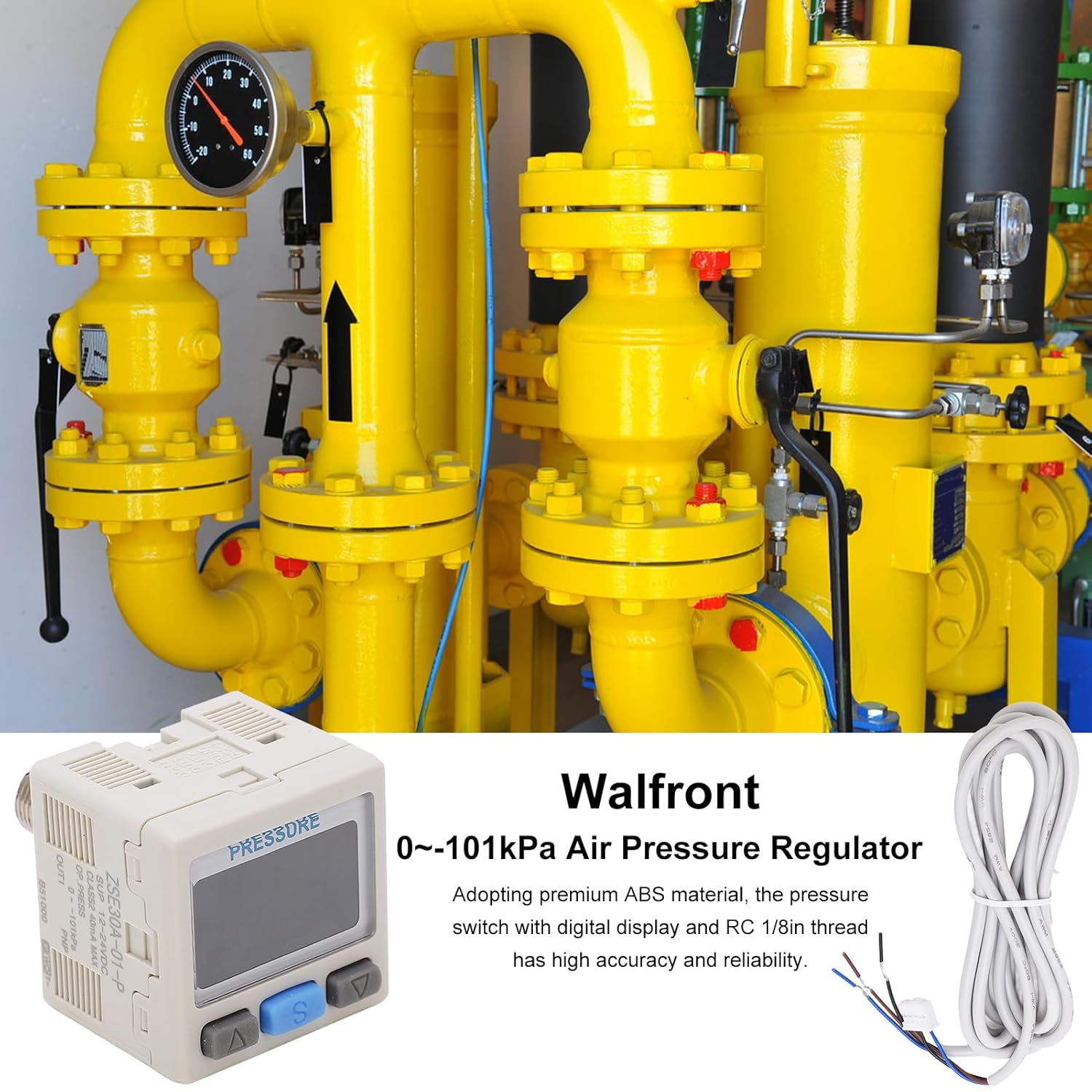 Digital Pressure Switch 12-24V 0~-101kPa RC 1/8 Inch Air Pressure Regulator Valve Pneumatic Vacuum Controller for Air and Non Corrosive Gas