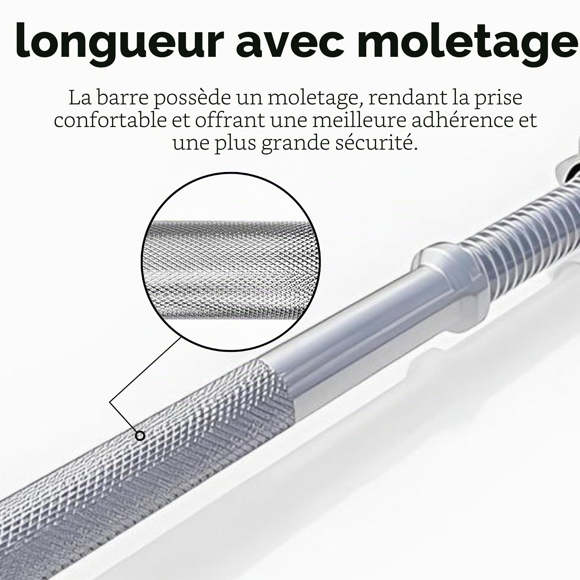 Barre de musculation DONATIF en acier avec disques de blocage inclus - Barre chromée - Équipement de musculation à domicile - Fitness à domicile - Entraînement optimal à domicile