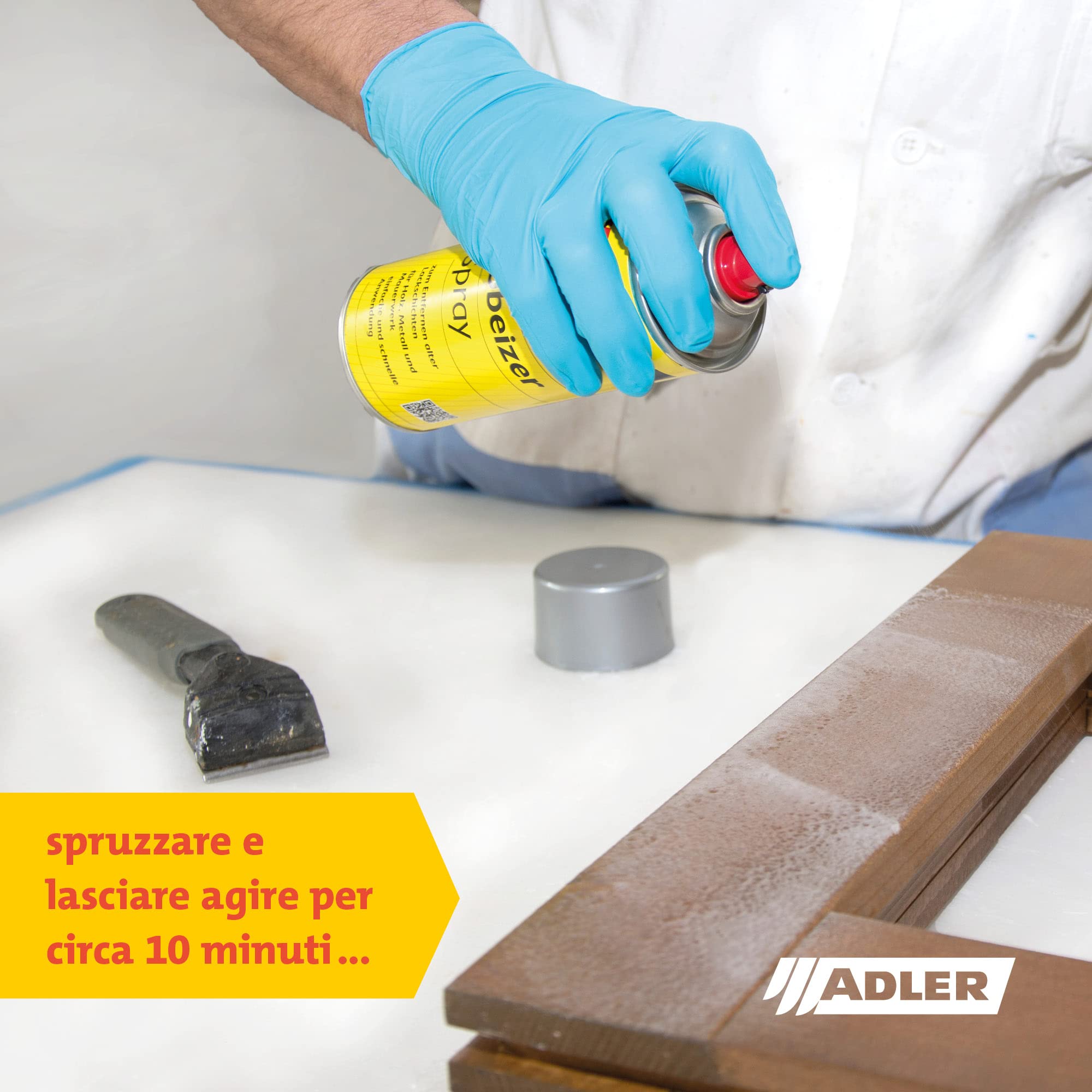 ADLER sverniciatore in formato spray, 400 ml: sgrassatore per la rimozione di pittura e vecchie superfici, altamente efficace per legno, metallo, pietra e cemento