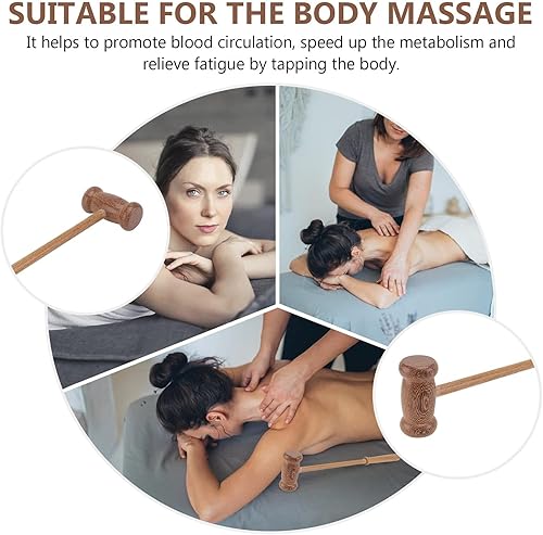 Miniatura 2 de Martillo de masaje de madera, masajeadores manuales de espalda, martillo de golpe corporal, palos de masaje multifuncionales, masajeador para