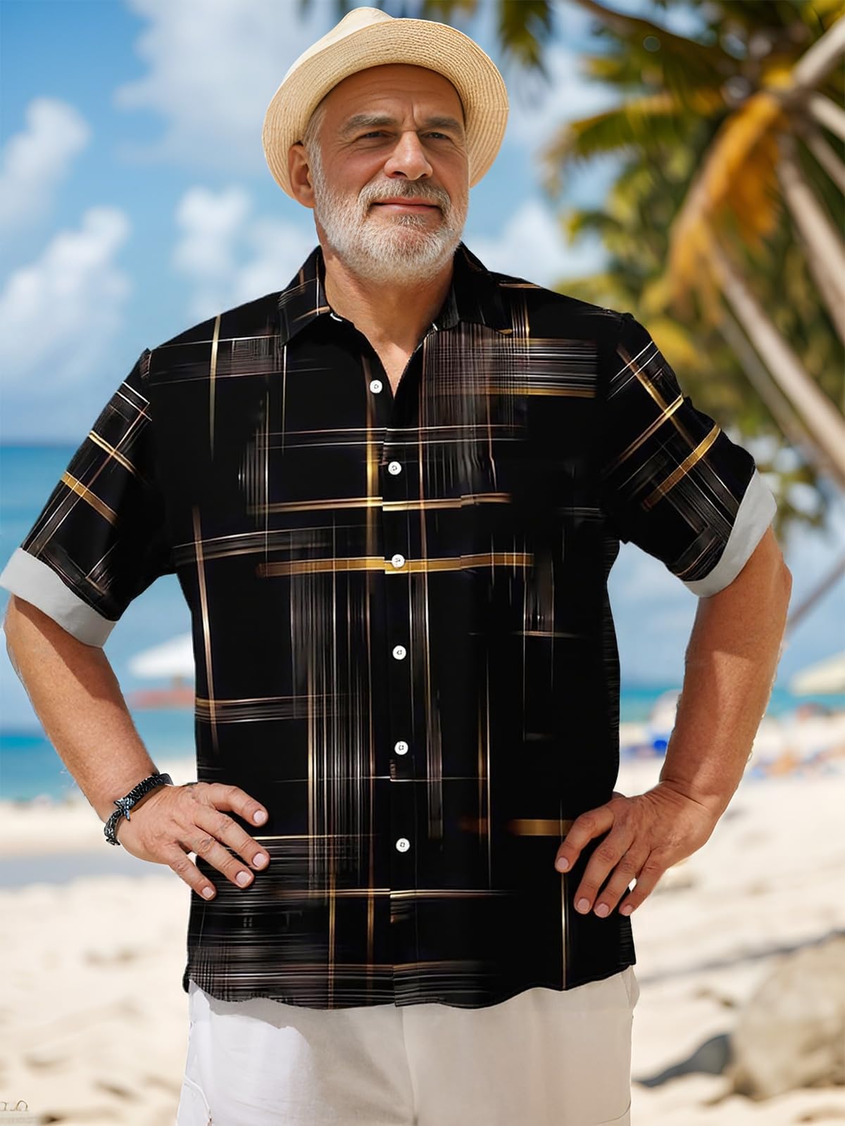QIVICIMA Camisas de bolos para hombre, camisa hawaiana grande y alta, estilo retro, con botones, estilo guayabera