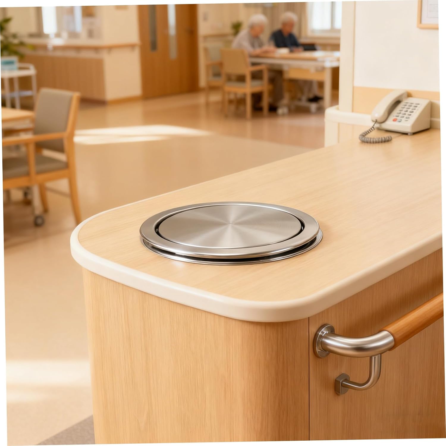 Built-in Trash Can Lid Rust and Stain Resistant Stainless Steel with Embedded Swing Flap round Garbage Can Cover 15-16cm for Hospitality Environments and Hotels