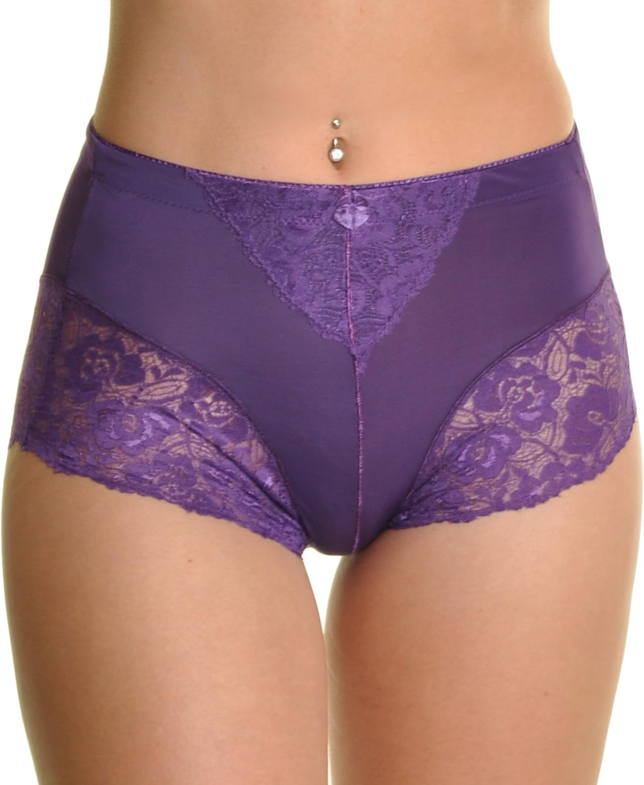 Angelina Women's High Waist Boxer Briefs with Lace Accent Detail