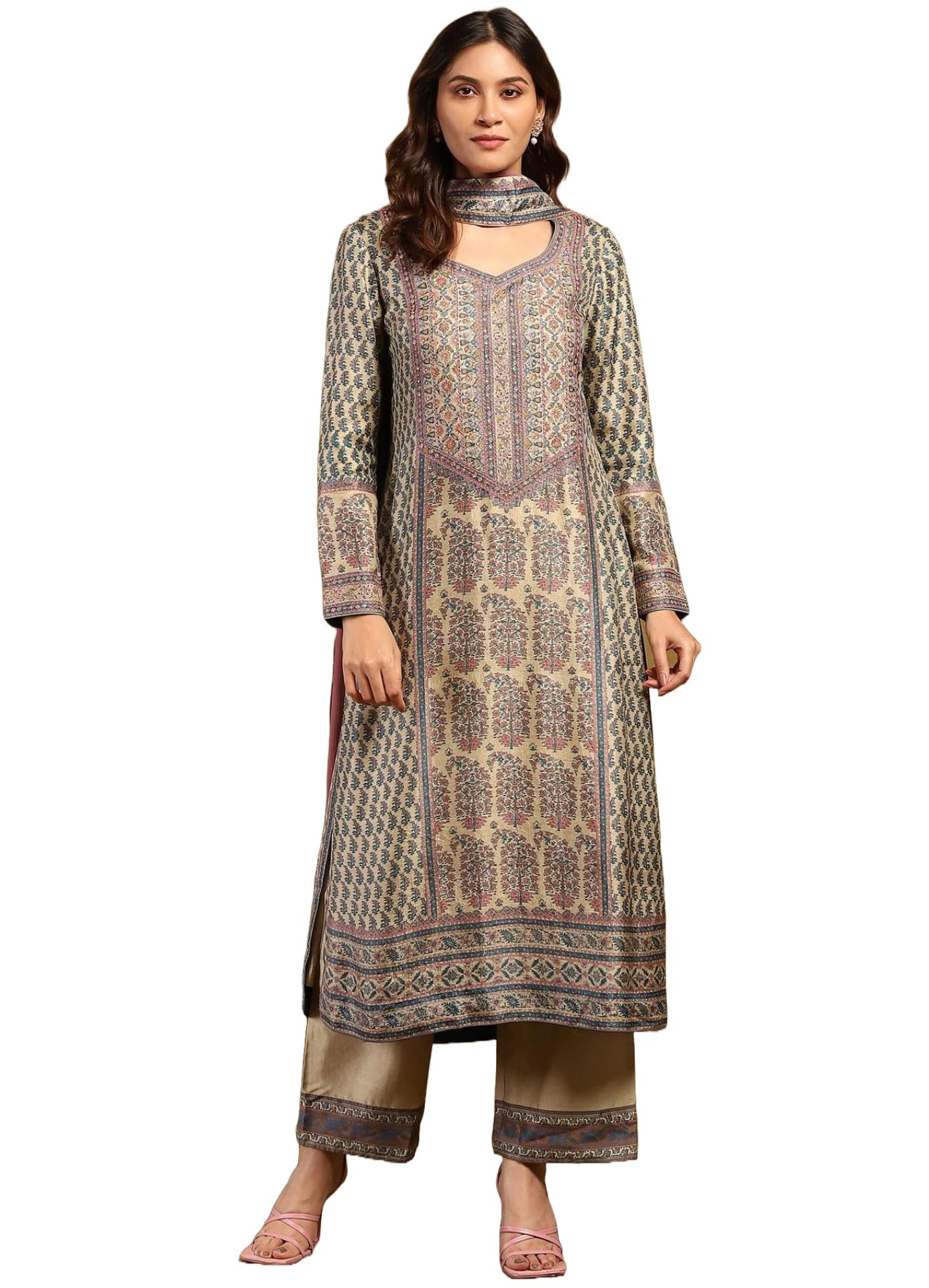 Kurta Women's Straight Print Viscose Viscose with Trousers & Dupatta