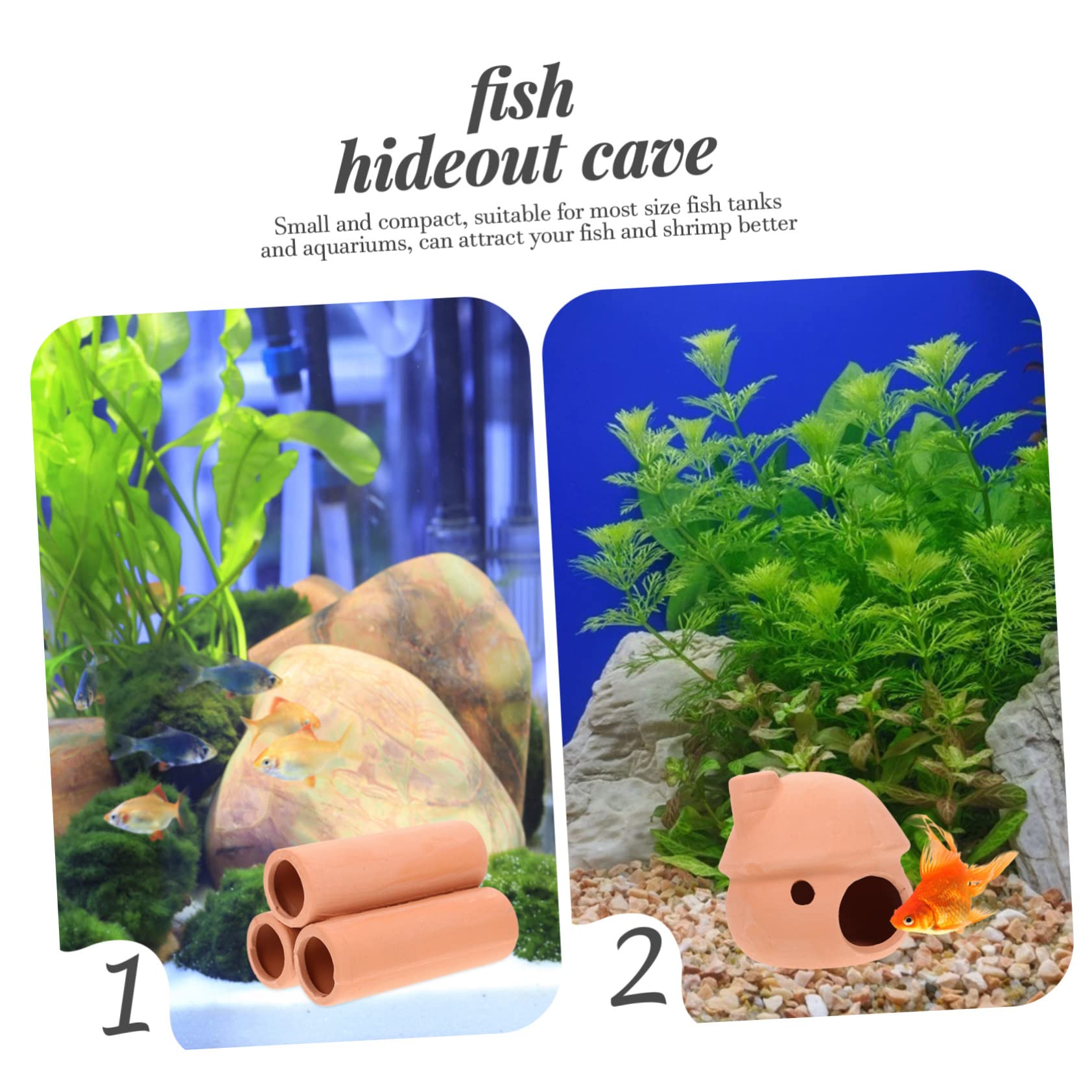 BESPORTBLE 5 Juegos Olla De Barro del Tanque De Peces Accesorios para Peceras Peces De Acuario Adornos Acuario Peceras para Peces Adorno De Escondite De Acuario Refugio De Peces 2 Piezas * 5