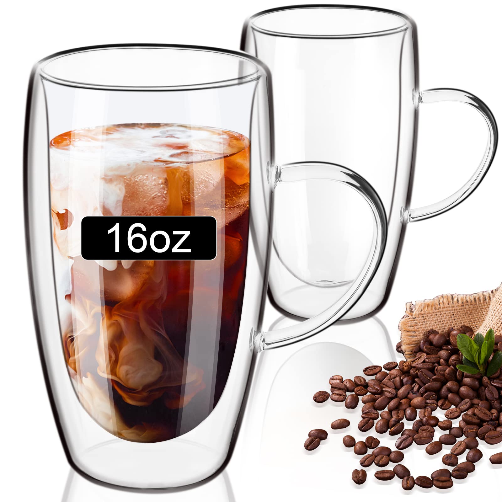 Red Rocks Tazze Da Caffè In Vetro Borosilicato A Doppia Parete - Set Da 2, Termiche E Trasparenti