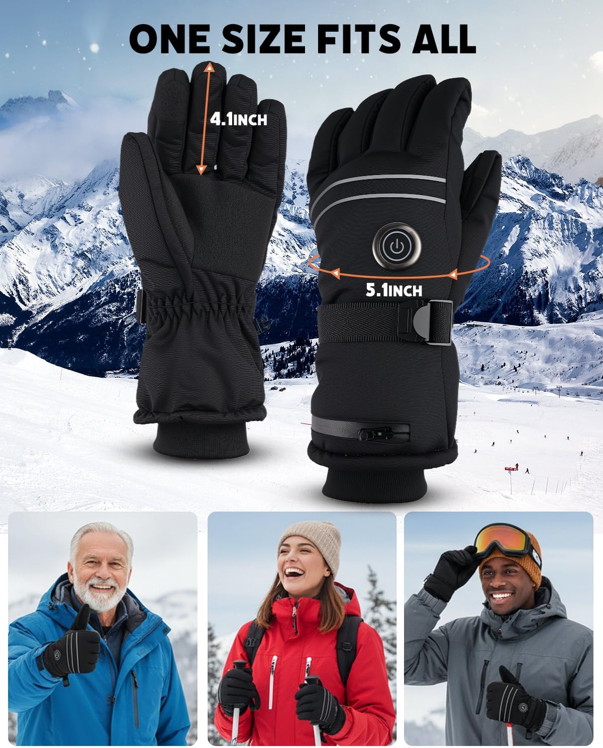 Heated Gloves for Men Women, Rechargeable Battery Heated Gloves with Touchscreen for Hunting Camping Skiing (Large) - Image 3