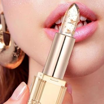 Colour Changing Lipstick, PH Adjusting Lipstick with Gold Foil, Transfer Proof & Long Lasting Moisturizing Clear Lip Stick, Hydrating, Glossy, for All Skin Tones
