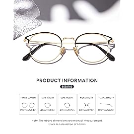 Cyxus Blue Light Glasses Round Frame Cateye UV Blocking Computer Glasses Clear Lens Metal Eyewear Ultra Light Relieve Digital Screen Eye Strain, Headache