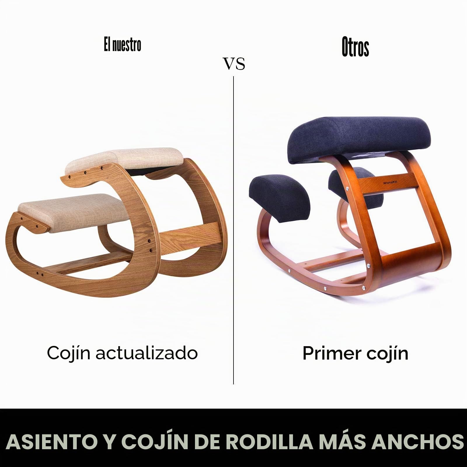 VEVOR Silla ergonómica de Rodillas Taburete de Madera Oficina, recepción, casa, Silla ergonómica de Rodillas, Asiento de Rodilla, Silla de Apoyo para Postura, Plegable, Modelado Alivio del estrés
