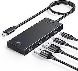 UGREEN Hub USB C, Adaptador 4 em 1 com 2 USB-C 3.2 e 2 USB-A 3.2 de 10 Gbps, Divisor de 4 Portas, Compatível com MacBook Pro/Air, iPad Pro, iPhone 15/15 Pro Max, Surface, PC, Laptop e Muito Mais