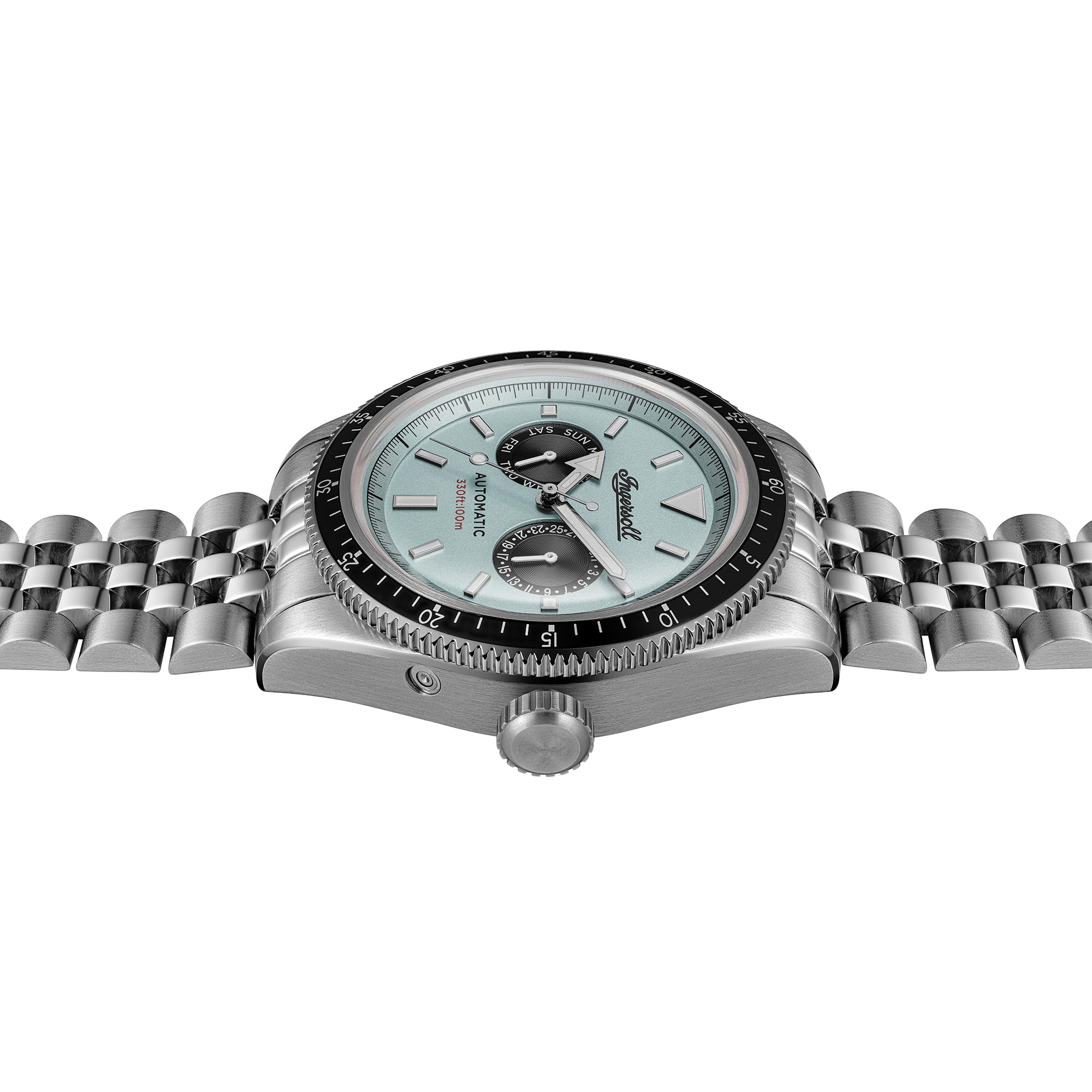 Ingersoll The Outlaw I17202 - Reloj automático para Hombre de 43 mm con Esfera Turquesa y Pulsera de Acero Inoxidable Plateado