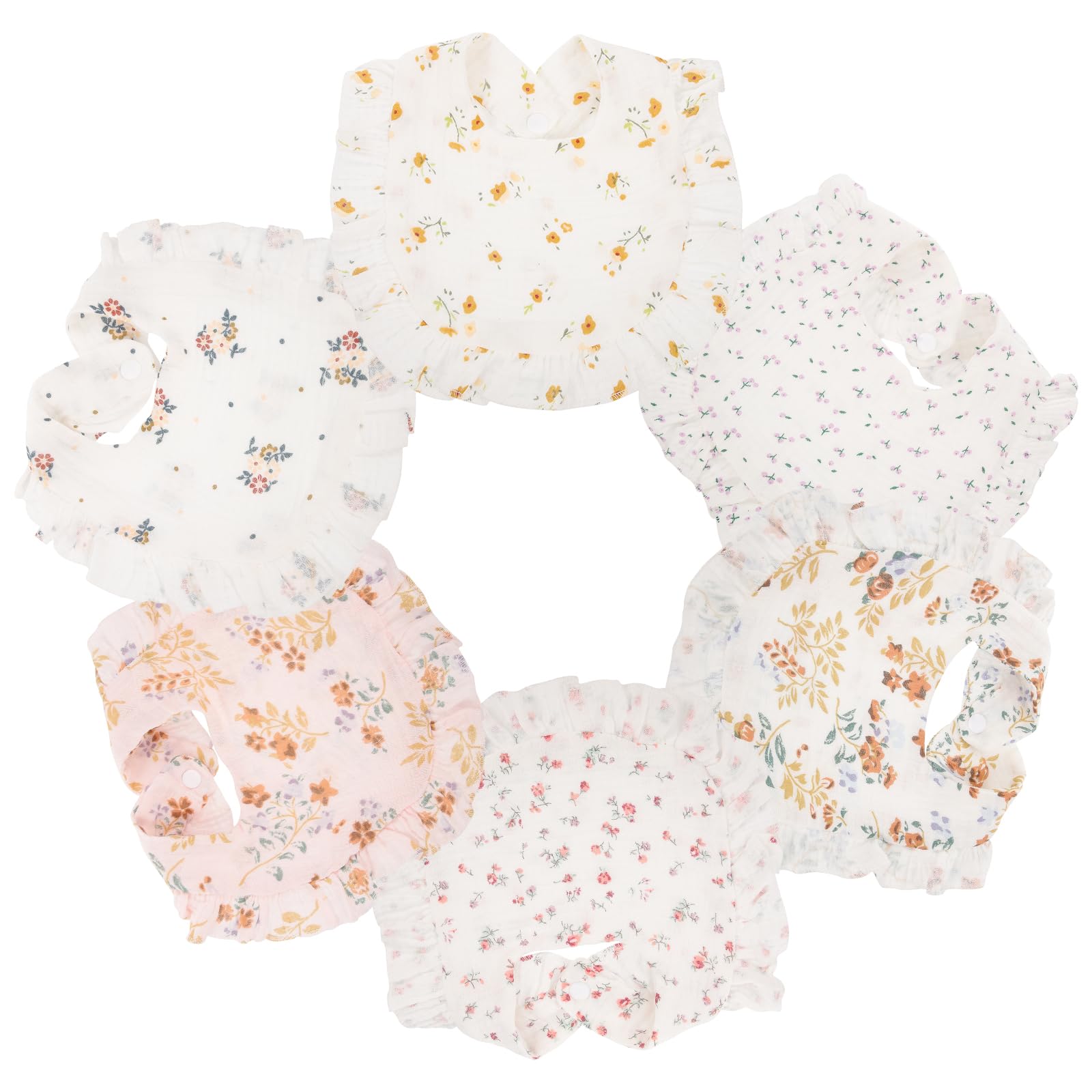 Bavoirs pour Bébé en Coton, Lot de 6, Lavables et Réutilisables
