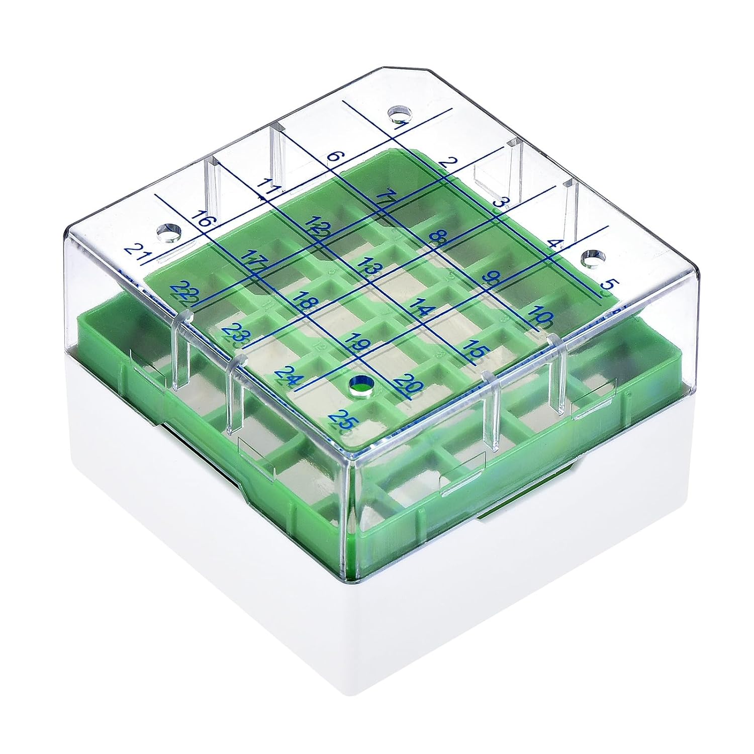 YOKIVE Freezer Tube Box, PP Holder Rack for 1.8/2ml Centrifuge Tubes | Fixed Sample Tube, Great for Lab and Scientific Institutes (25 Places, Blue)