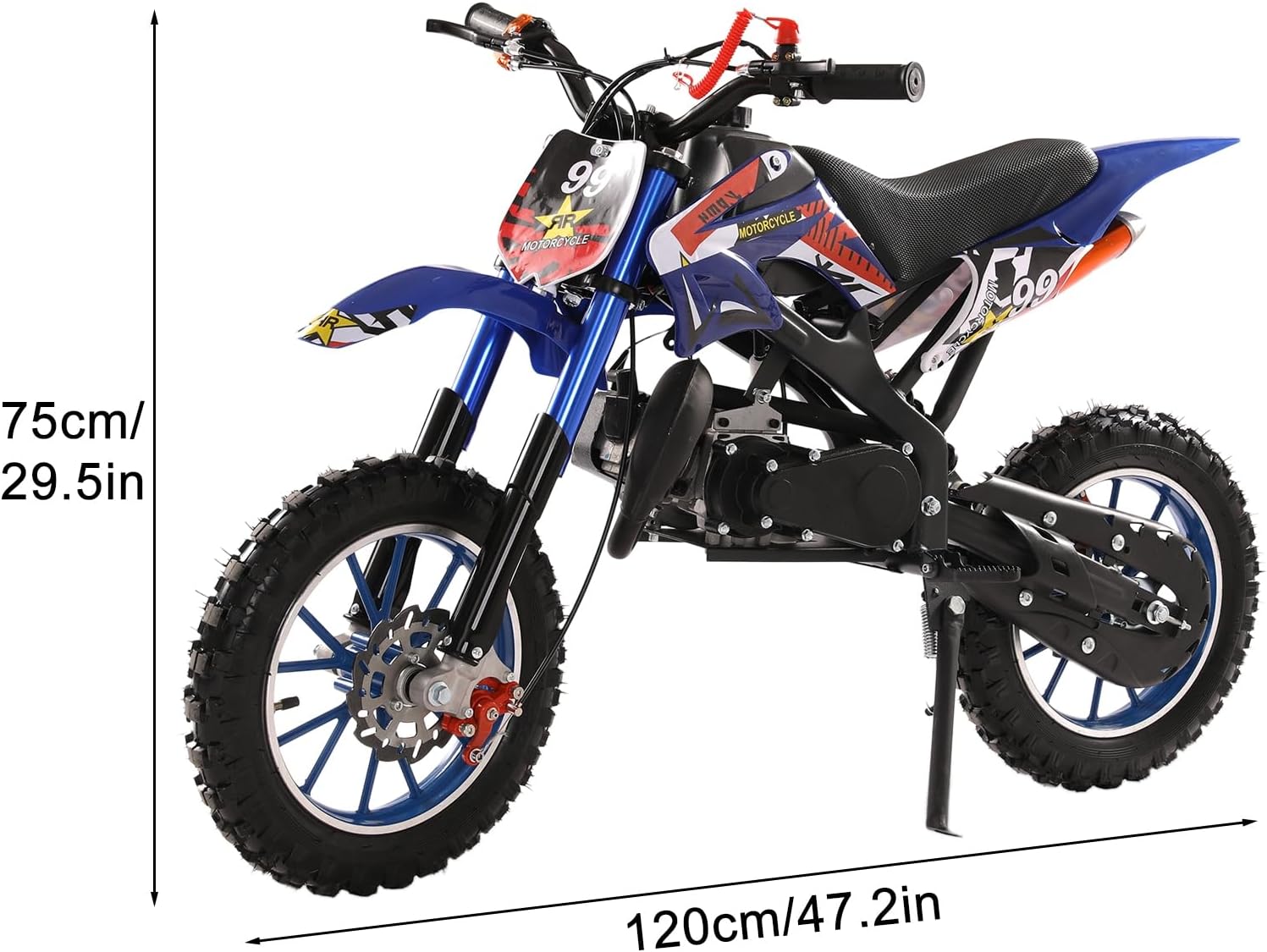 Honrane 50cc Dirt Bike for Kids, 2-Stroke, New Off Road Mini Motorcycle, Gas Power Motocross Bike, Kids Dirt Bike with Front Rear Disc Brakes,Speeds up to 40KM/H