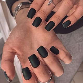 Black Press on Nails Short Fake Nails, 120PC Matte Nails Press ons Black Stick on Nails No File Need Acrylic Artificial False Nail for Women Girls