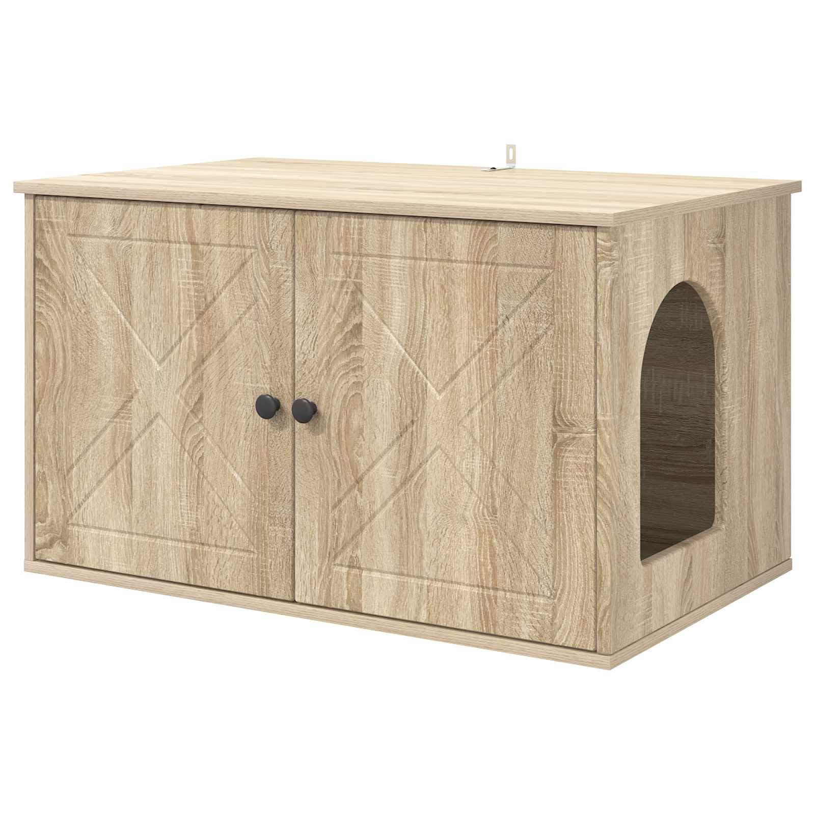 Maison pour chat Sonoma en bois d'ingénierie, grande niche d'intérieur rectangulaire pour salon