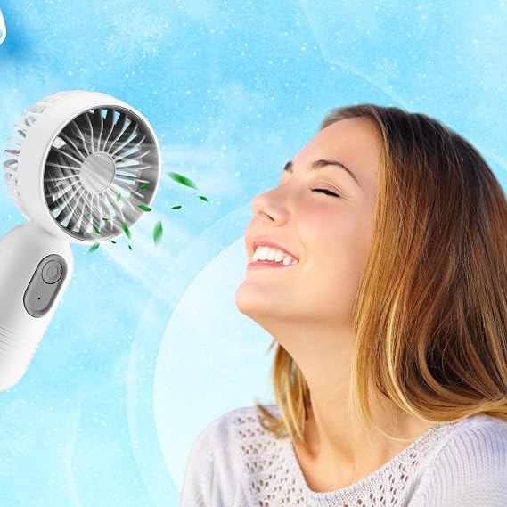 Rossesay 12 Pack Mini Portable Handheld Fan Bulk for Travel 3 Speeds, Rechargeable USB Battery Operated, Small Personal Eyelash Fans for Women Men Indoor Outdoor(White,Classic Style)