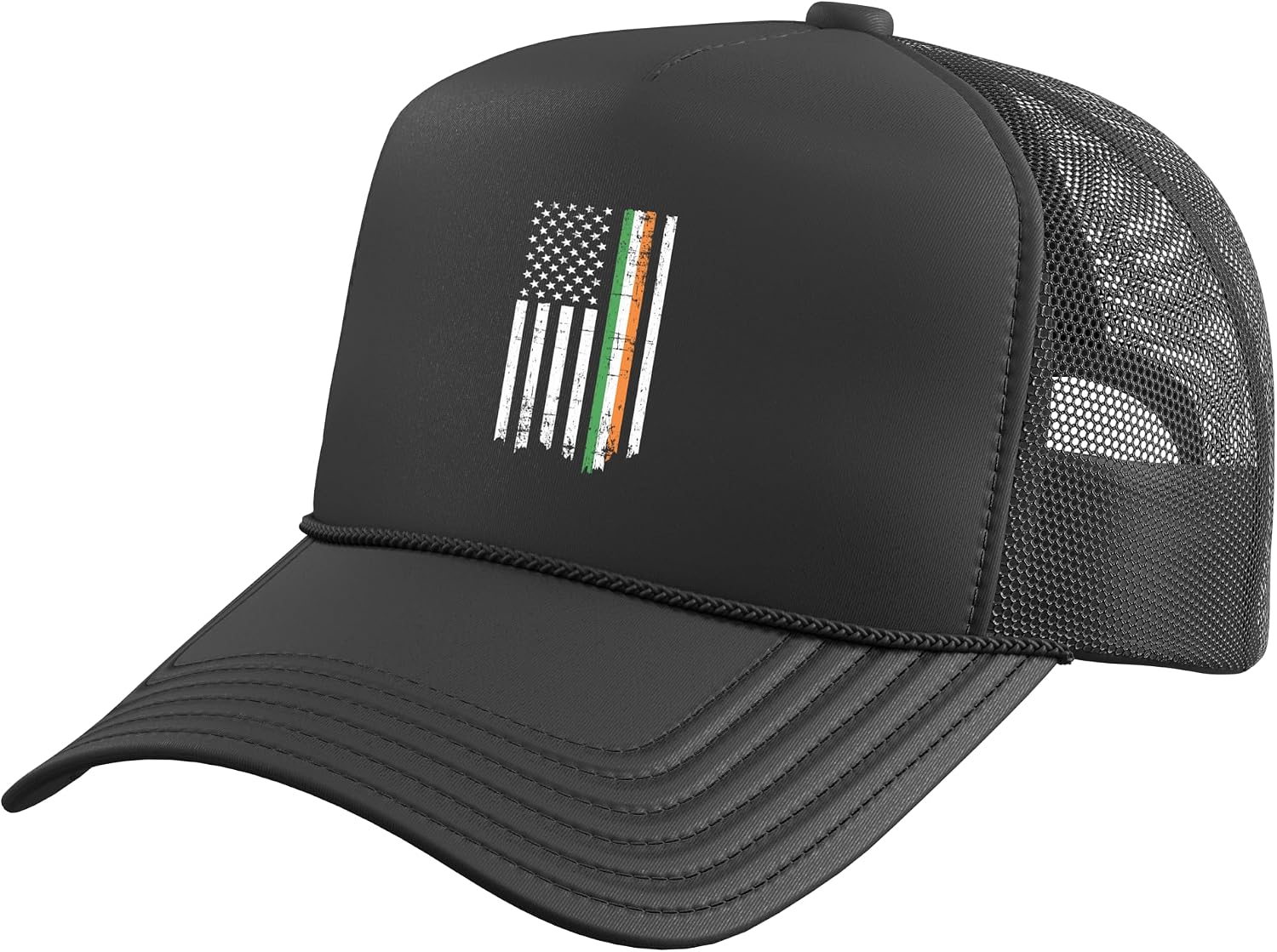 Ireland Flag American Flag Irish Pride USA Patriotic Trucker Hat with Adjustable Mesh Back