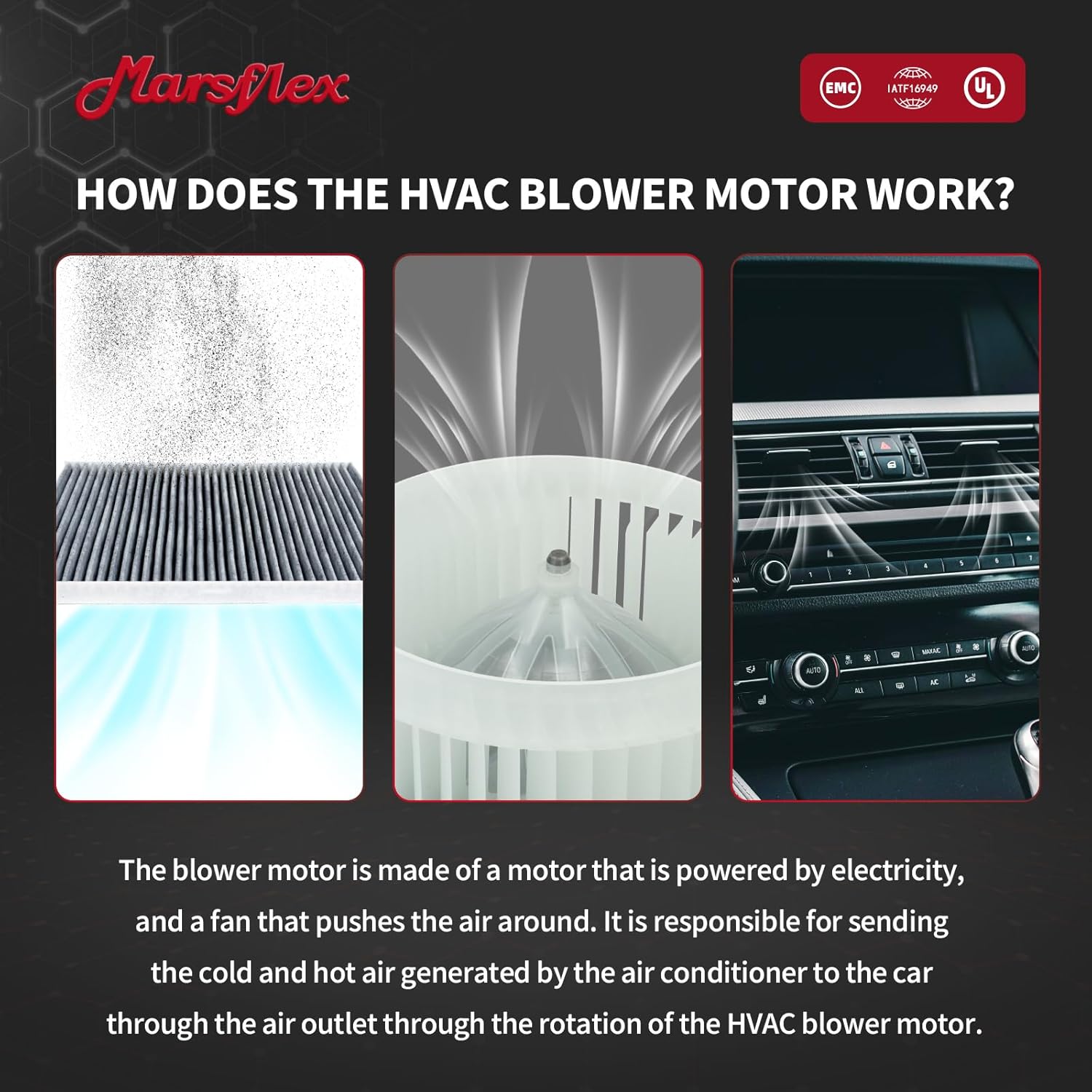 Marsflex Front Blower Motor 700194 for 2006-2011 Honda Civic, 2007-2010 Jeep Wrangler, 2008 2009 Automotive Replacement Blower Motor Fan OE: 79310-SNA-A01, 79310-SNA-A02, 68004195AA