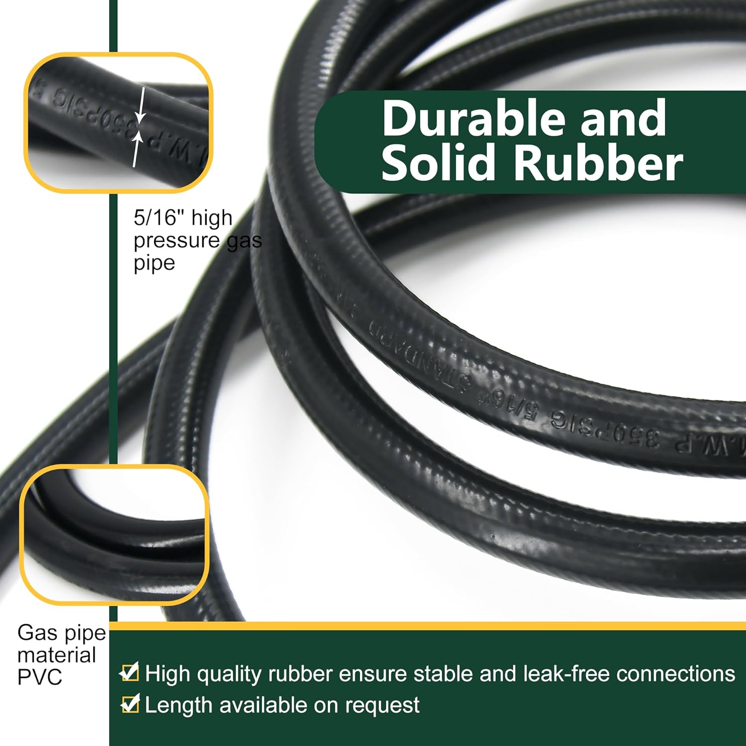 3 Feet 5/16" High-Pressure PVC Propane Regulator Hose with Gauge - Fixed 20 PSI, QCC1 Inlet & 5/8”-18UNF Outlet Nut for LP Gas Grills, BBQs, Turkey Fryers, Smokers