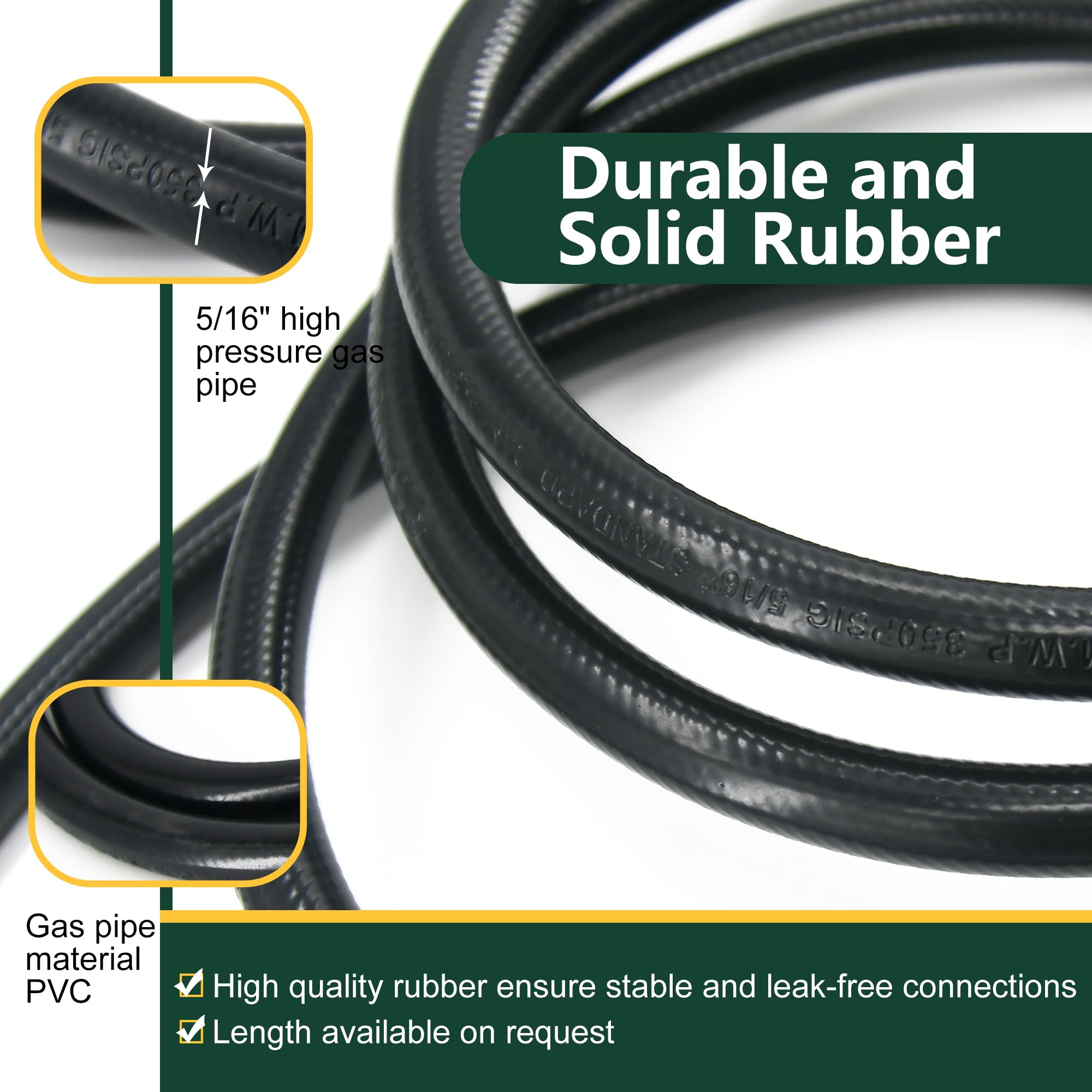 Wysokociśnieniowy wąż regulatora propanu PVC z manometrem – stały 20 PSI, wlot QCC1 i nakrętka wylotowa 5/20.3 cm-18UNF do grilli gazowych LP, grilla, frytownic do indyka, wędzarni