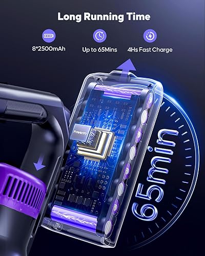 Miniatura 3 de Aspiradora inalámbrica, 600 W, 50 Kpa, con batería recargable de 65 minutos, cepillo antienredos, aromaterapia integrada, aspiradoras de mano para