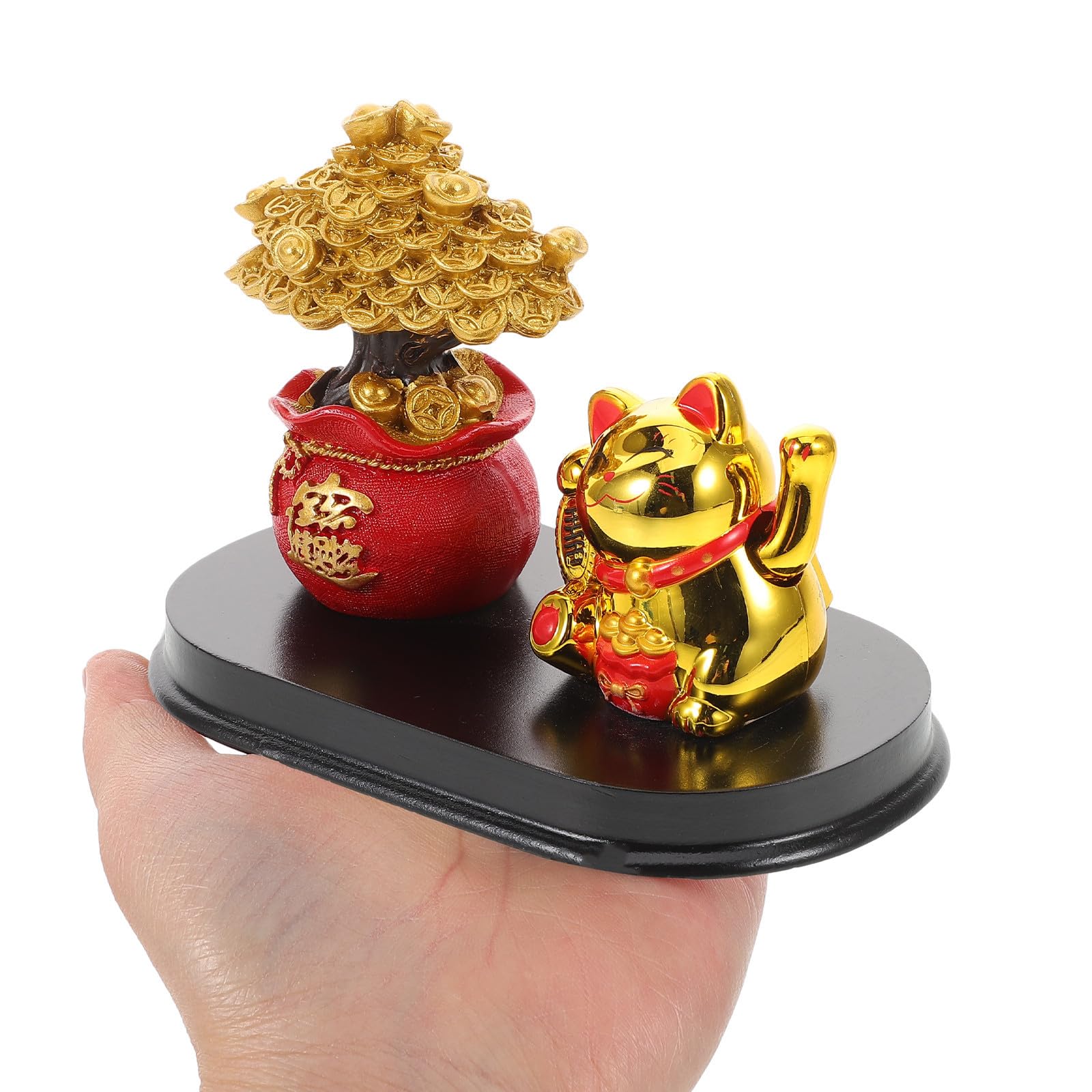 Cabilock 3 Piezas Adorno de Gato Dorado para Escritorio y Hogar, Figura