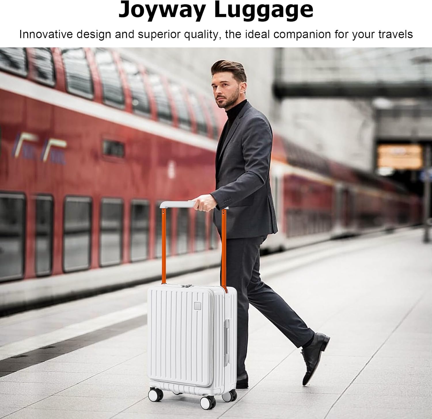 Joyway Hardshell Carry on Luggage with Front Pocket, Lightweight Hardside 20 Inch Suitcase with Spinner Wheels and TSA Lock (White, Carry on Luggage-20 Inch) - Image 2