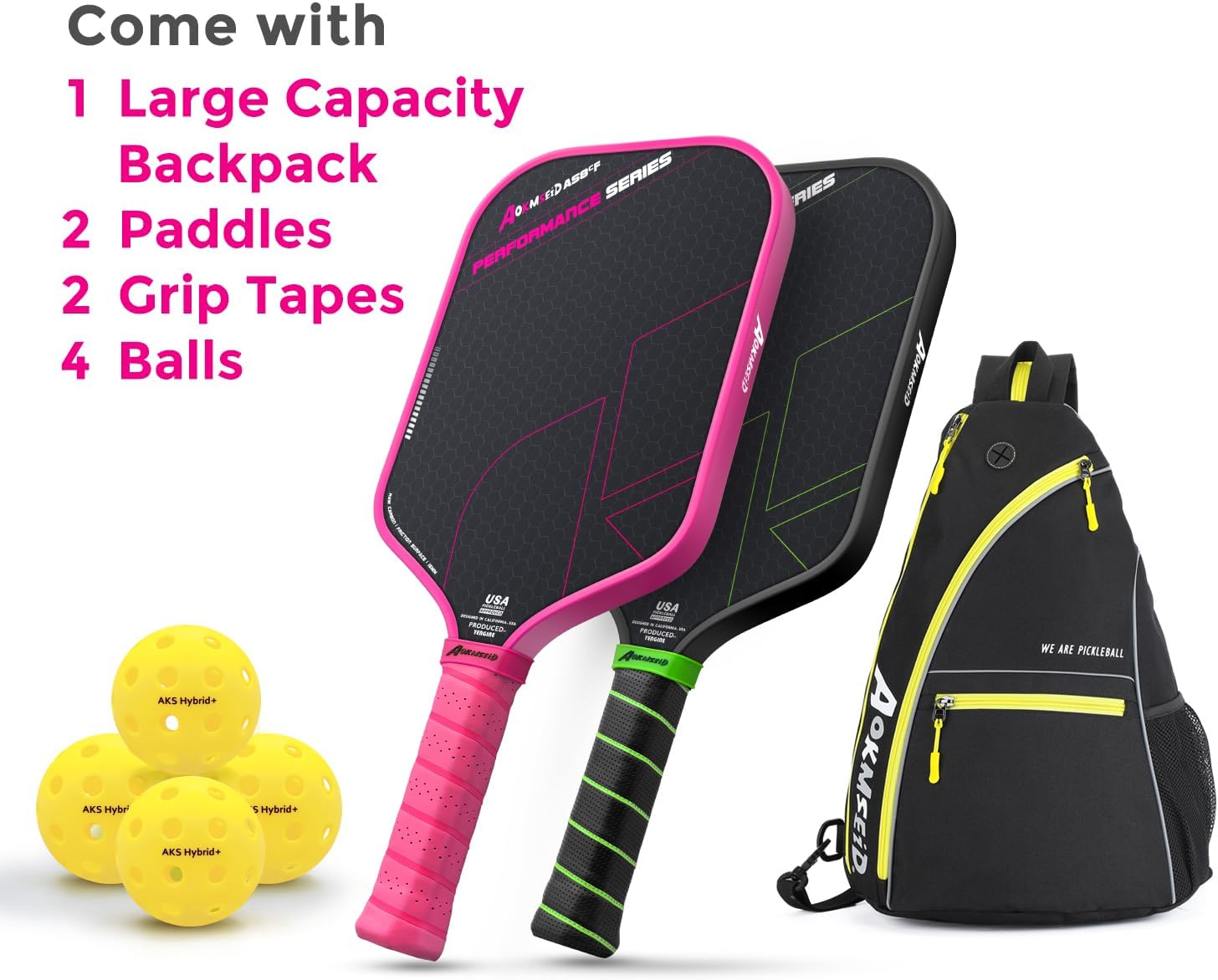 AKS Performance Series Pickleball Paddles Set - Toray T700 Raw Carbon Fiber Pickleball Paddle with Friction Surface, 16mm Powerful Polymer Core, Good Control & Spin Shots, USAP Approved - Image 7