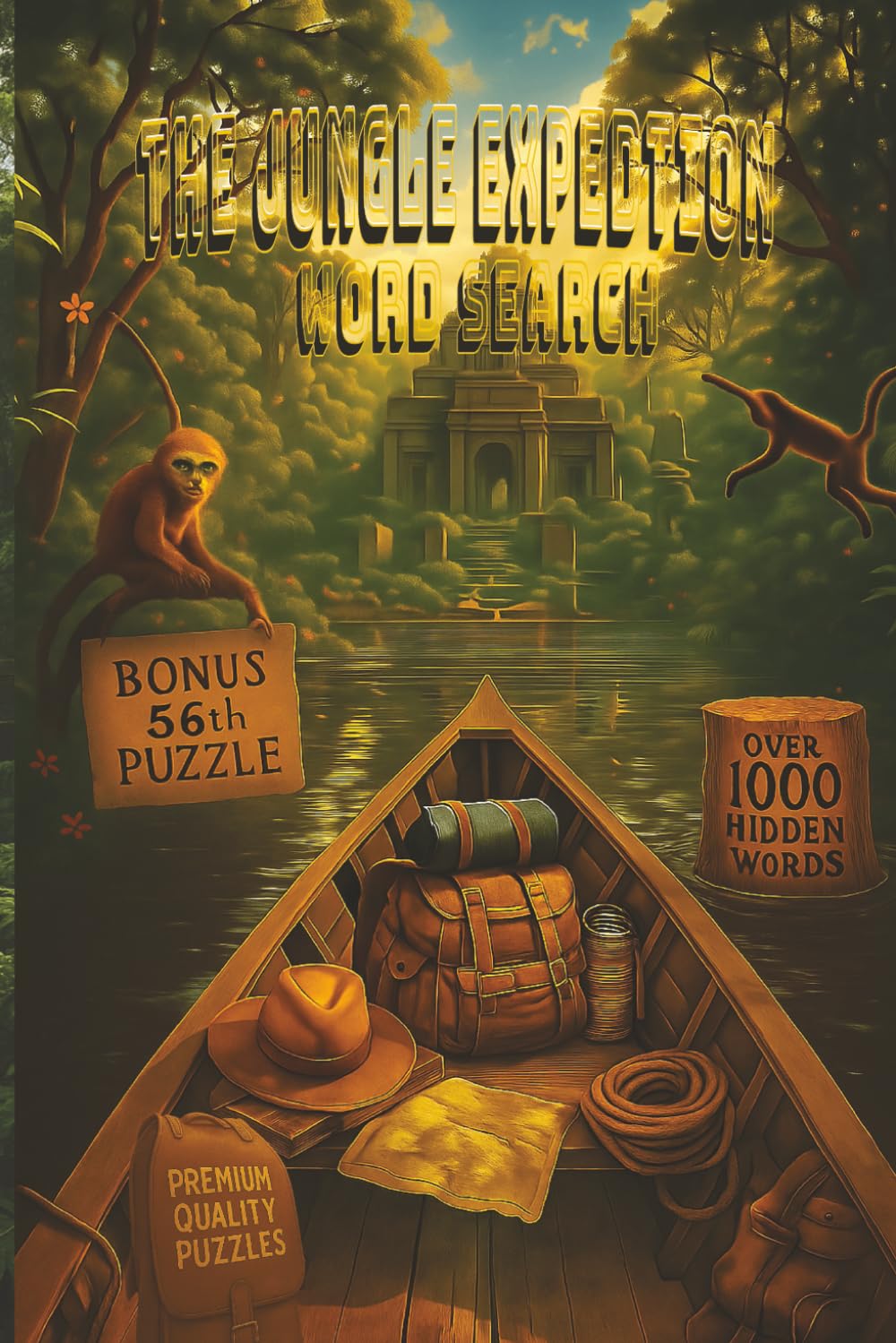 The Jungle Expedition Word Search: Journey deep into the rainforest exploring ancient temples, hidden ruins, and wildlife encounters in a adventurous word search escape