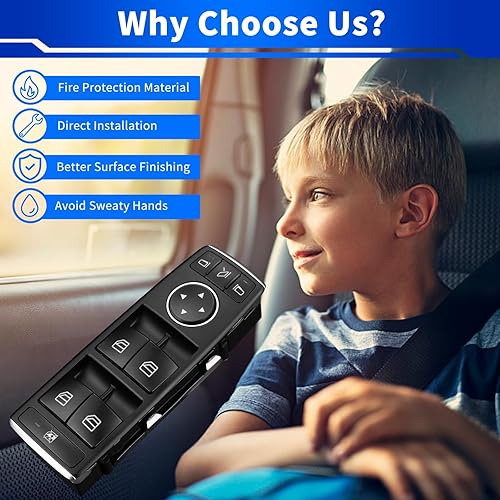 Miniatura 7 de Interruptor de ventana eléctrica principal para Mercedes-Benz ML350 2012 2013 2014 2015, delantero izquierdo del lado del conductor Control de