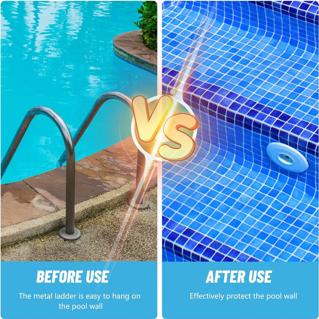 Tope de Seguridad para Escalera de Piscina,2 Piezas Suministros para Piscinas Parachoques de Escalera Blancos para Escaleras de Piscina Tapón de Goma para escaleras de Piscina