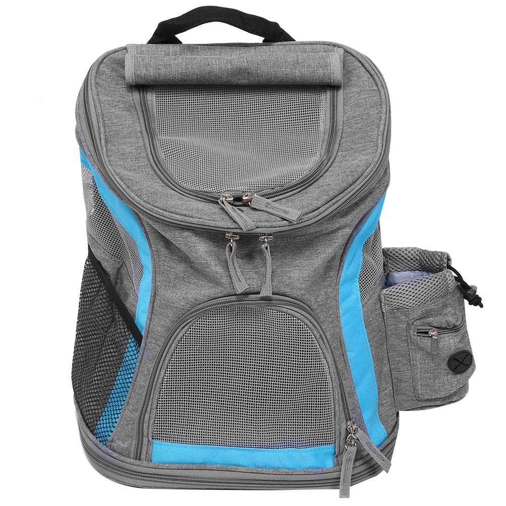 Umweltfreundlicher, atmungsaktiver Tiertransporter – Faltbarer Katzen-Tragetaschen-Rucksack für Outdoor-Reisen mit Mesh-Lüftung und Snacktaschen, zum Tragen über der Schulter oder