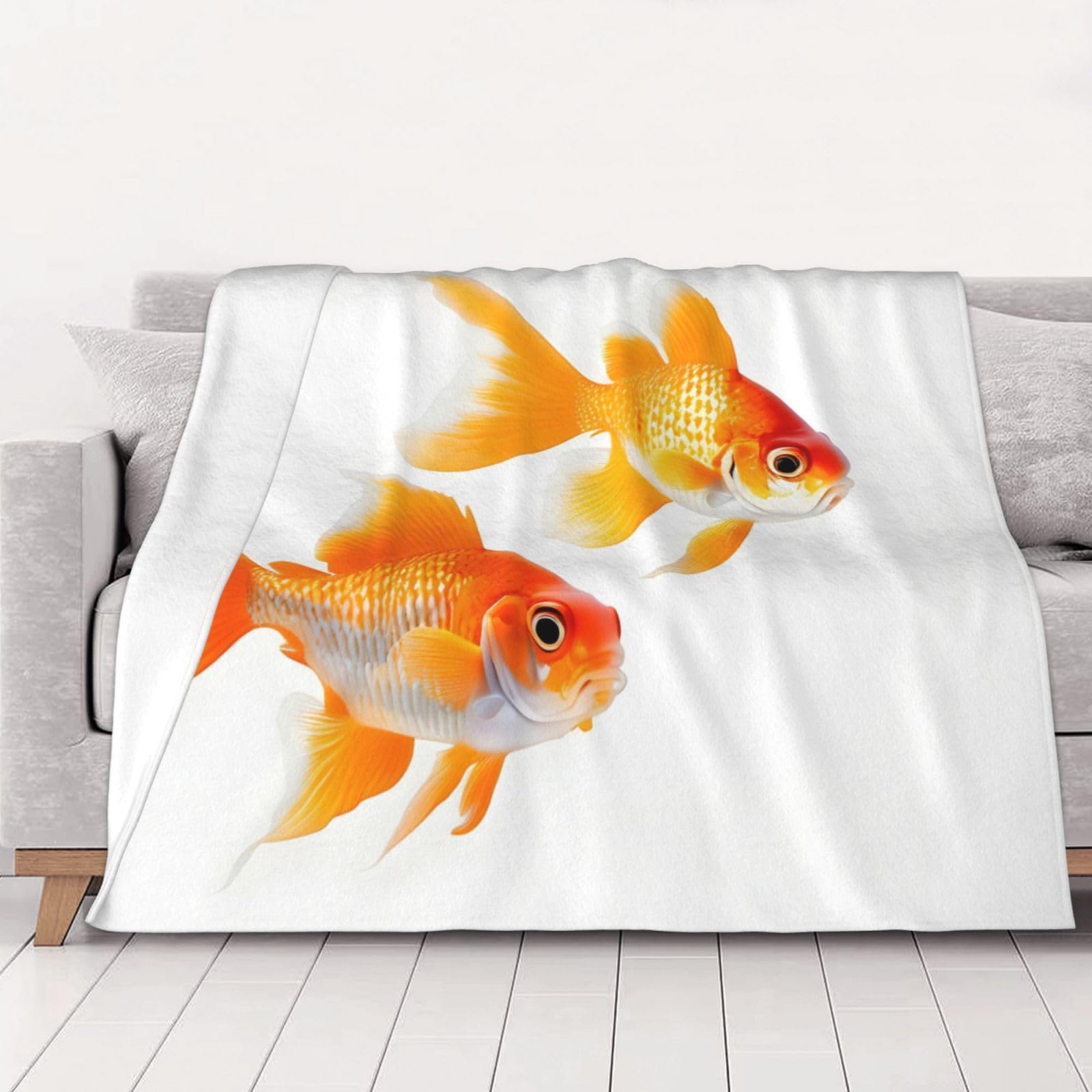 Couverture en flanelle poissons rouges douce pour apaiser vos soirées lit