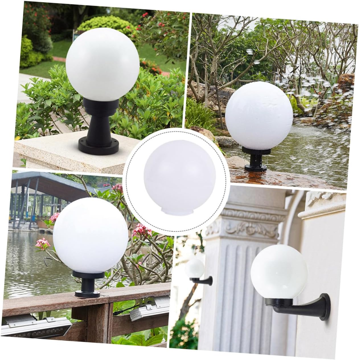 Mikinona Replacement Lampshade Cover Acrylic Lampshade for Outdoor Ball Shape Light Protector