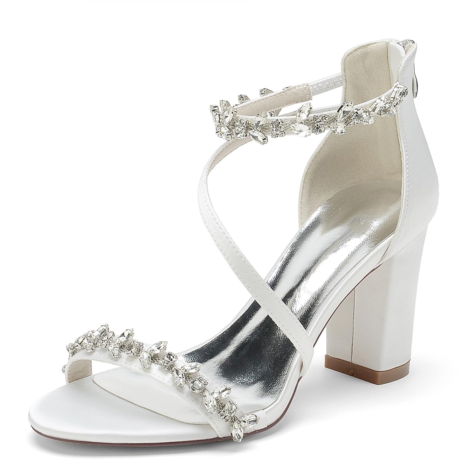 Sandales de mariée à talons hauts FGRID blanches en taille 43 pour femmes - 8