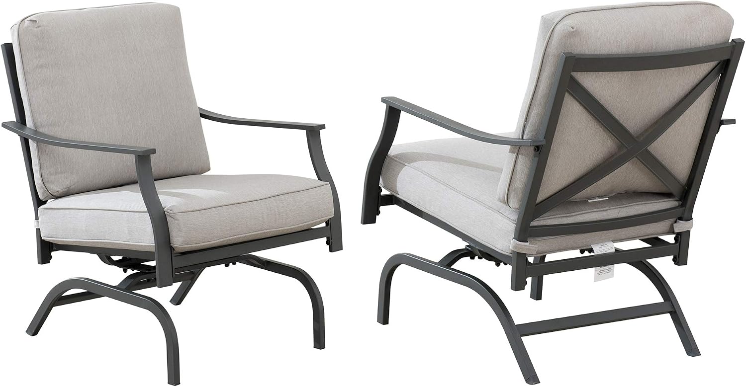 Amazon Brand - Ravenna Home Archer Steel-Framed Outdoor Patio Deep-Seat Chairs, Set of 2, 31"W, Gray