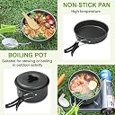 BYRM Camping Cookware Mess Kit Portable Non-Stick Pots, Pans, Bowls, Utensils & Carry Bag Lightweight Outdoor Cooking Set for Hiking, Trekking & Travel (Black, 3 Person) gallery image