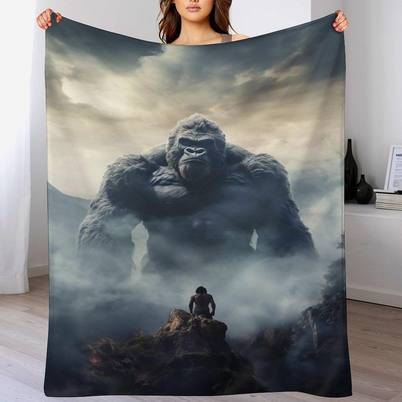 Couverture gorille douce sur le canapé ou le balcon pour vos moments détente