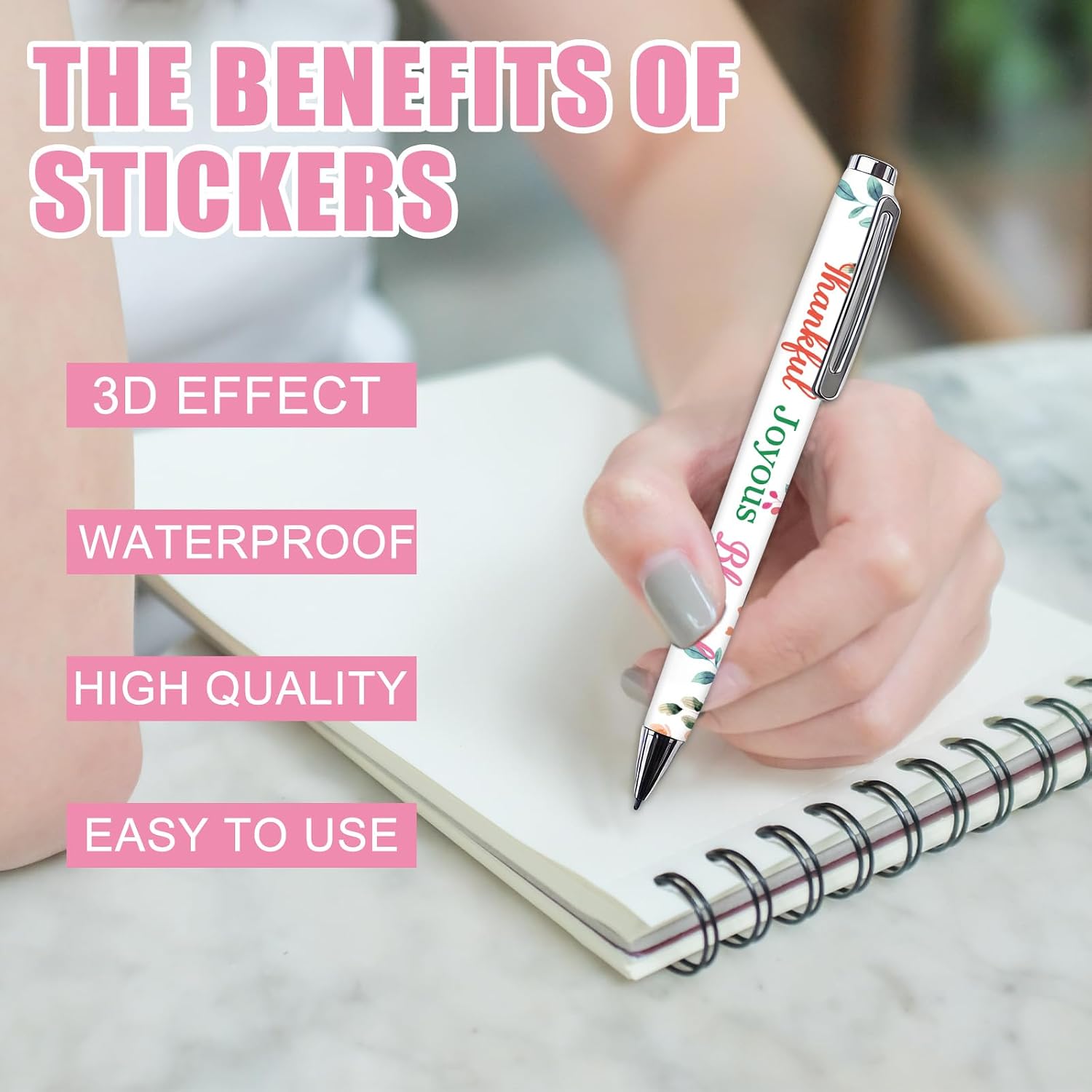 JarThenaAMCS 40 Sheets Christian UV Pen Wraps Inspirational Quotes Floral Transfer Stickers Waterproof Wrap Decals for DIY Crafts Supplies