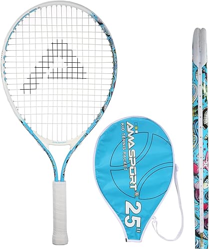 Miniatura 18 de AMA SPORT Raqueta de tenis para niños pequeños, kit de iniciación de raqueta de tenis de 17 a 25 pulgadas para niñas y niños con bolsa de nailon
